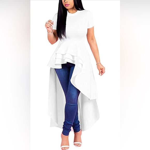 Off White High Low Peplum - Picture 3 of 3